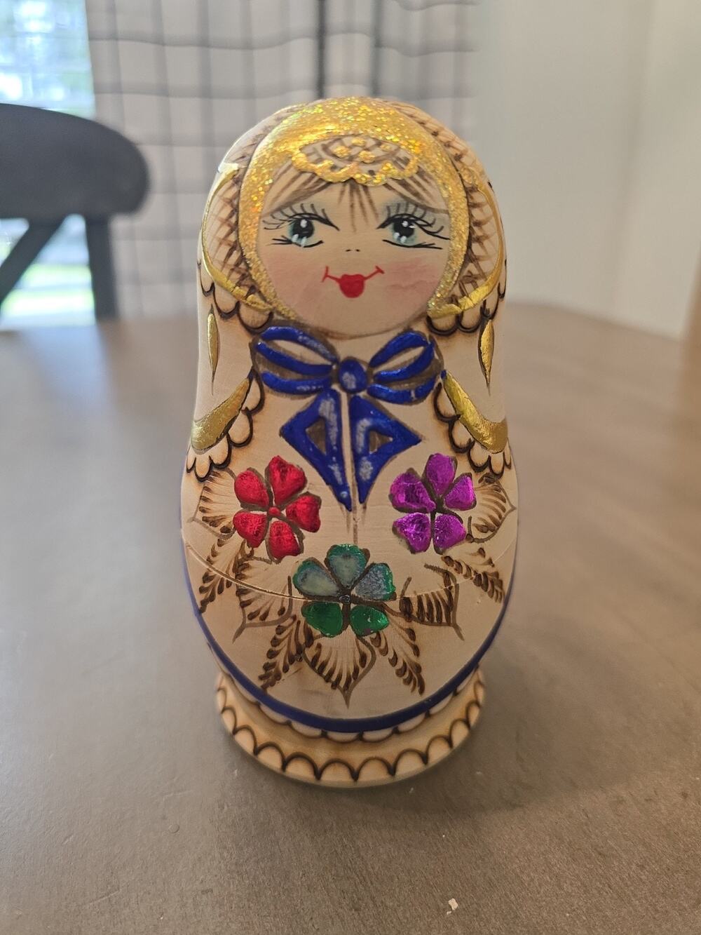 Russian Matryoshkas Nesting Doll 5 Dolls Wood Burned & Painted